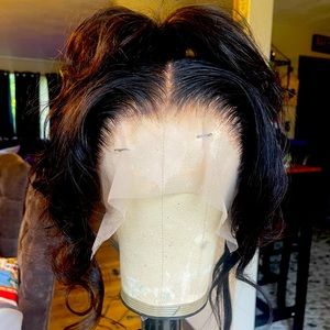 13x6 transparent lace 22 inch natural black bodywave unit.